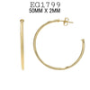 18K Gold Filed Round Tube Hoops, Push Back Closure, 20mm-50mm