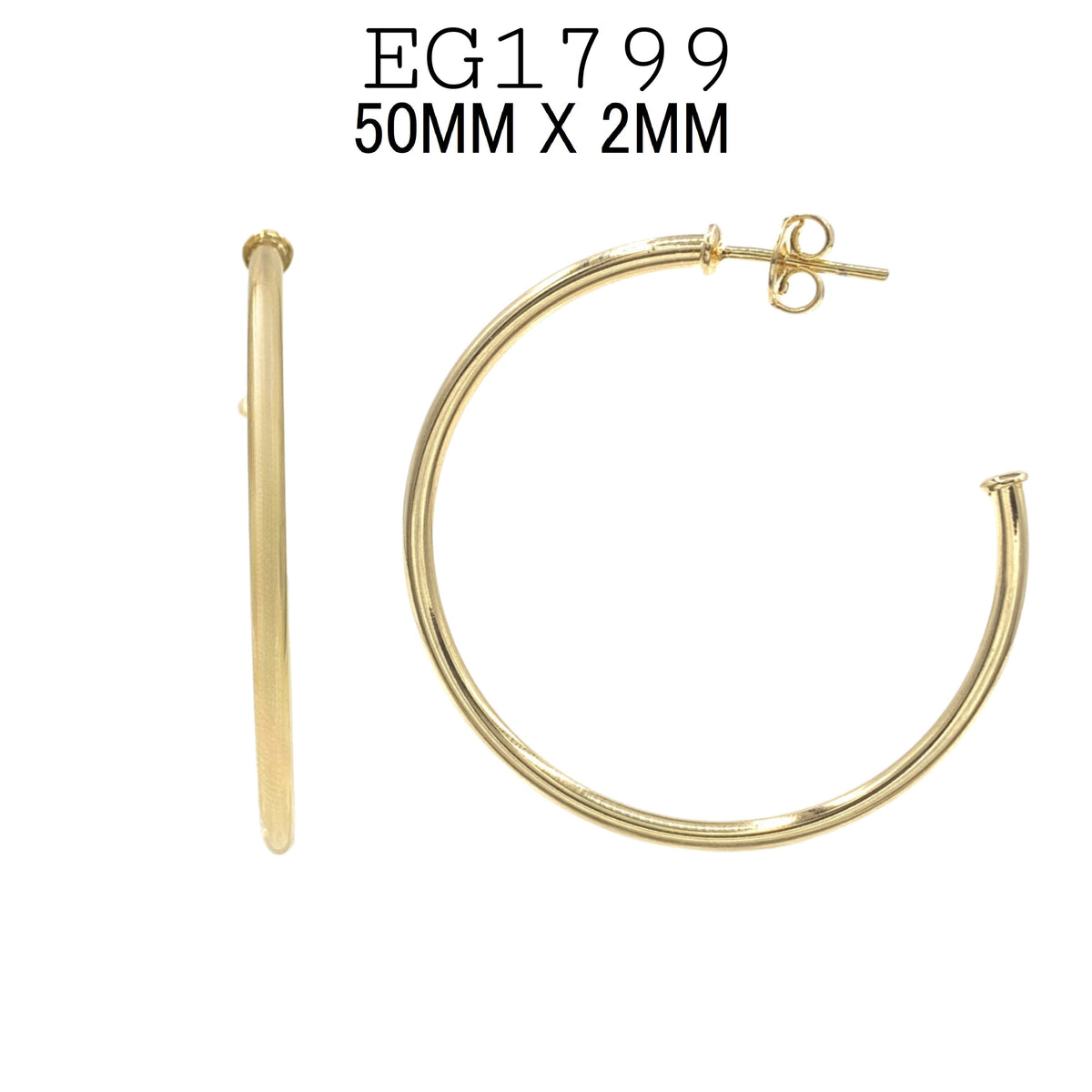 18K Gold Filed Round Tube Hoops, Push Back Closure, 20mm-50mm ...