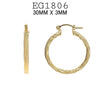 18K Gold Filed Twisted Swirl Designed Round Hoops, Hinged Closure, 15mm-30mm