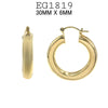 18K Gold Chunky Tube  Round Hoops, Hinged Closure, 15mm-30mm