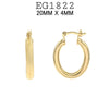 18K Gold Filed Small Tube Oval Hoops, Hinged Closure, 20mm-25mm