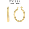 18K Gold Filed Small Tube Oval Hoops, Hinged Closure, 20mm-25mm