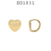18K Gold Filed Small Round Heart Design Hoop Huggies,10mm
