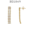 18K Gold Filed White Baguette Cut CZ Long Dangle Drop Earrings, 35mm