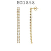 18K Gold Filed White Baguette Cut CZ Long Dangle Drop Earrings, 70mm