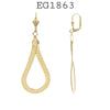 18K Gold Filled Long Dangle Drop Loop Shaped Earrings, 70mm