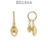 18K Gold-Filed Double Puff Mariner Chain Dangle Drop Hoop Earrings