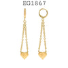 18K Gold-Filed Heart Chain Dangle Drop Hoop Earrings, 60mm