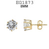 18K Gold-Filled Cubic Zirconia Round Stud Earrings, 4mm-8mm