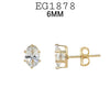 18K Gold-Filled Cubic Zirconia Oval Stud Earrings in Basket Setting, 6mm-8mm