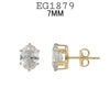 18K Gold-Filled Cubic Zirconia Oval Stud Earrings in Basket Setting, 6mm-8mm
