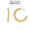18K Gold-Filled Beaded Open Hoops Post Closure, 20mm-30mm