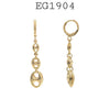 18K Gold-Filed Tripple Link Puff Mariner Chain Dangle Drop Hoop Earrings