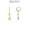18K Gold-Filed Double Link Puff Mariner Chain Dangle Drop Hoop Earrings