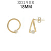 18K Gold Filed  Pearl Circle Fashion Earrings,  15mm-18mm