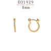 18K Gold Filed Round Hoops Huggie, Hinged Closure, 8mm