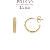 18K Gold Filed Open Round Hoops, Push Back Closure, 15mm
