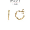 18K Gold Filed Open Round Swirled Hoops , Push Back Closure, 12mm