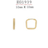 18K Gold Filed Semi Square Hoops,  10mm- 15mm