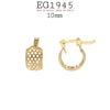 Small 18K Gold-Filed Round Hoops perforated Design , Hinged Closure 10mm