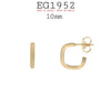 18K Gold-Filed Open Semi Square Hoops, Push Back Closure, 10mm