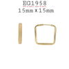 18K Gold Filed Semi Square Hoops,  10mm- 15mm