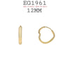 18K Gold-Filed Heart Hoops, 12mm-20mm