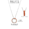Round Ring Barrel Pink, Red, Orange Crystals Pave Set Necklace Charm in Stainless Steel, 18" inch