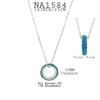Round Ring Barrel Turquoise, Blue Crystals Pave Set Necklace Charm in Stainless Steel, 18" inch