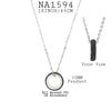 Round Ring Barrel Grey, Black Crystals Pave Set Necklace Charm in Stainless Steel, 18" inch