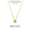 7mm Round Yellow Cubic Zirconia Solitaire Brass Necklace