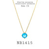 8mm Round Blue Cubic Zirconia Solitaire Brass Necklace