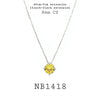 8mm Round Yellow (Citrine) Cubic Zirconia Solitaire Brass Necklace
