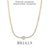 Round Cut Bezel Set Solitaire CZ Tennis Necklace Necklace In Plated Brass, 16"inch