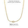 Emerald Cut Bezel Set Solitaire CZ Tennis Necklace In Plated Brass, 16"inch