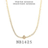 Pear Cut Bezel Set Solitaire CZ Tennis Necklace In Plated Brass, 16"inch