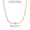 Oval Cut Bezel Set Solitaire CZ Tennis Necklace In Plated Brass, 16"inch