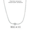 Heart Cut Bezel Set White Solitaire CZ Tennis Necklace In Plated Brass, 16"inch
