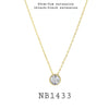 Classic Round Cut Bezel Set  White CZ Solitaire Necklace in Plated Brass, 18"inch