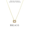 Asccher cut White CZ Bezel Set Solitaire Pendant Necklace in Plated Brass 18"