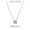 Asccher cut White CZ Bezel Set Solitaire Pendant Necklace in Plated Brass 18"