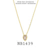 Pear cut CZ Bezel Set Solitaire Necklace in Plated Brass, 18"inch
