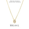 Oval Bezel Set  White CZ Solitaire Necklace in Plated Brass, 18"inch