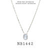 Oval Bezel Set  White CZ Solitaire Necklace in Plated Brass, 18"inch