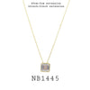 Square Asccher cut White Cubic Zirconia Solitaire Necklace in Brass
