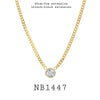 Round cut White CZ Bezel Set Solitaire Pendant Necklace in Plated Brass, 18"in