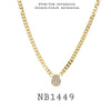 Pear cut White CZ Bezel Set Solitaire Pendant Necklace in Plated Brass, 18"in