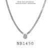 Pear cut White CZ Bezel Set Solitaire Pendant Necklace in Plated Brass, 18"in