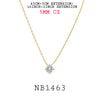 Round White CZ Solitaire Pendant Necklace In Gold Plated Brass, 18"