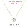 Round White CZ Solitaire Pendant Necklace In Gold Plated Brass, 18"